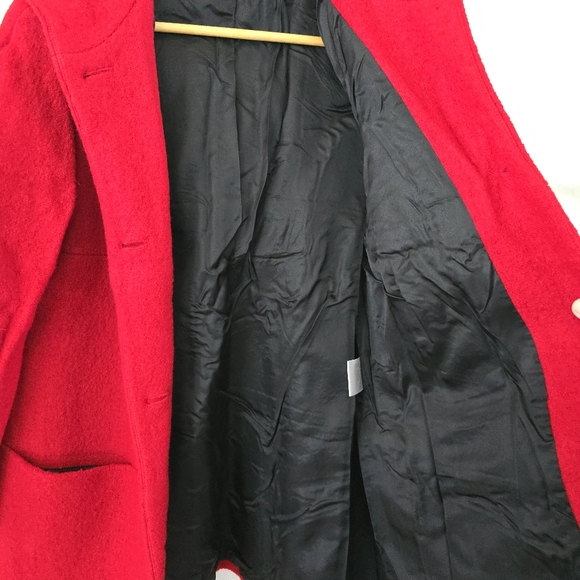 Liz Claiborne Women's Size 10 Red 100% Boiled Wool Hood Pockets Lined Winter - Picture 3 of 11